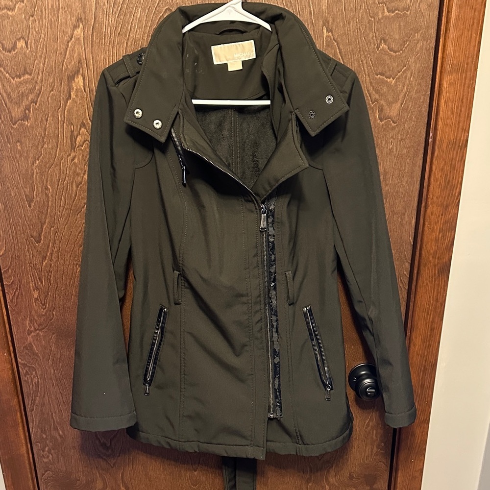 MICHAEL Michael Kors Black Winter Peacoat multiple pockets and hidden hood - XS